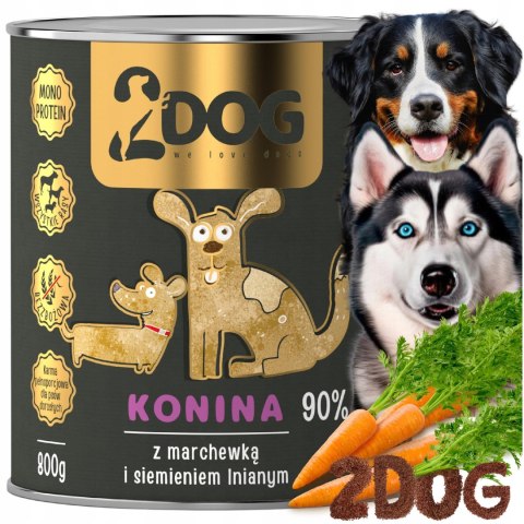 2Dog mokra karma konina z siemieniem 800g