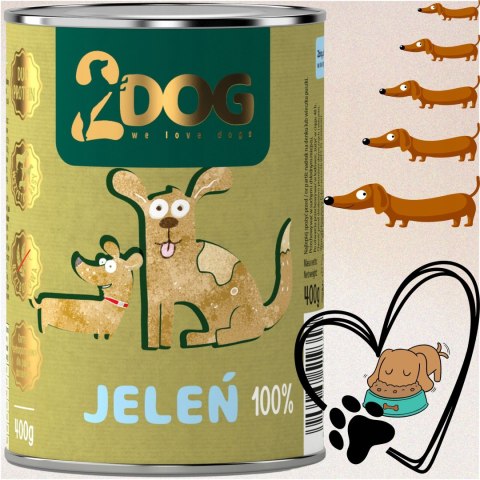 MOKRA KARMA DLA PSA 100% JELEŃ 400G MONOPROTEINOWA BEZ ZBÓŻ HIPOALERGICZNA