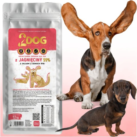 SUCHA KARMA DLA PSA 2Dog JAGNIĘCINA 1,2kg ZIMNOTŁOCZONA HIPOALERGICZNA MONO