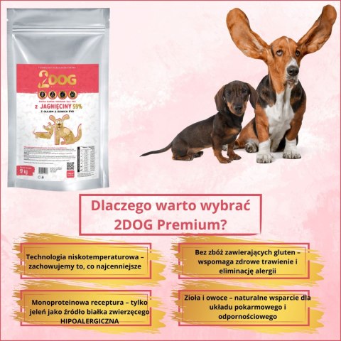 SUCHA KARMA DLA PSA 2Dog JAGNIĘCINA 12kg ZIMNOTŁOCZONA HIPOALERGICZNA MONO