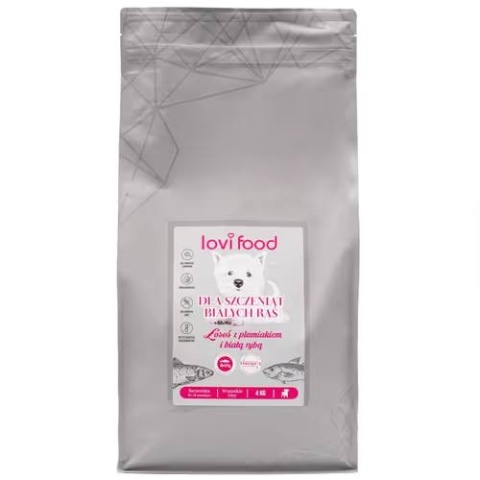 Lovi Food Łosoś z błękitkiem i plamiakiem - karma bezzbożowa dla szczeniąt psów białych ras 1,5kg