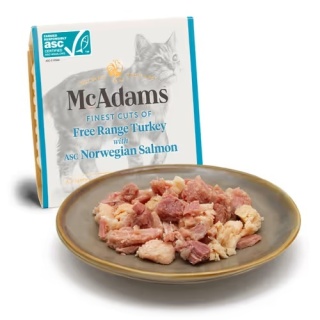 McAdams Free Range Turkey with Norwegian Salmon Cat - mokra karma dla kota, indyk z wolnego wybiegu i łosoś norweski - 10x 100g