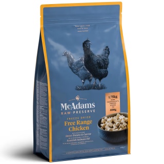 1,5 kg McAdams Freeze Dried Free Range Chicken - liofilizowana karma dla szczeniaka i psa dorosłego, kurczak z warzywami
