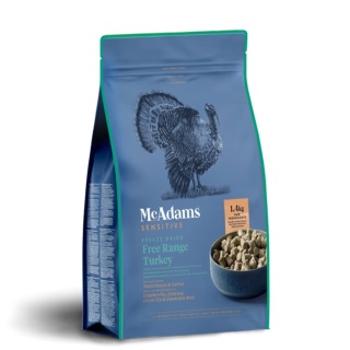 1,5 kg McAdams Freeze Dried Free Range Turkey - liofilizowana karma dla psa dorosłego i szczeniaka, indyk z warzywami