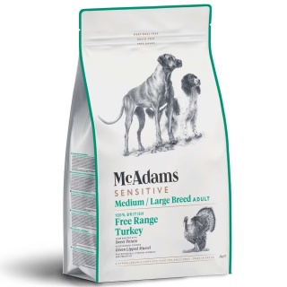 2 kg McAdams Sensitive Medium/Large Breed Free Range Turkey - wypiekana karma z indykiem dla psów średnich i dużych ras