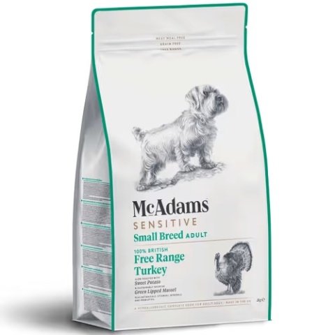 2 kg McAdams Sensitive Small Breed Free Range Turkey - wypiekana karma z indykiem dla psów małych ras