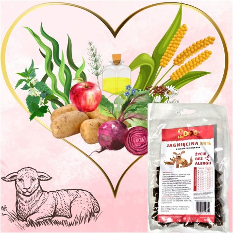 SUCHA KARMA DLA PSA 2Dog JAGNIĘCINA 100g ZIMNOTŁOCZONA HIPOALERGICZNA