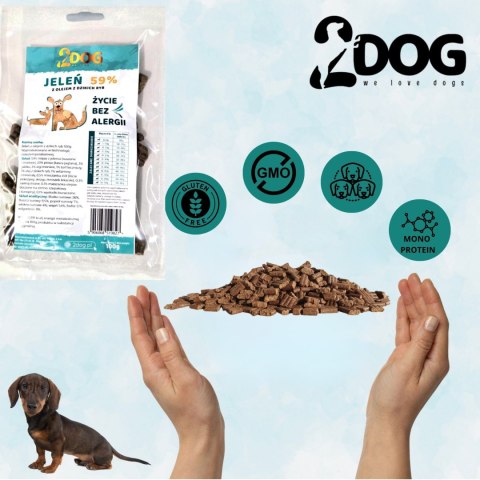 SUCHA KARMA DLA PSA 2Dog JELEŃ 100g ZIMNOTŁOCZONA HIPOALERGICZNA BEZ GLUTEN